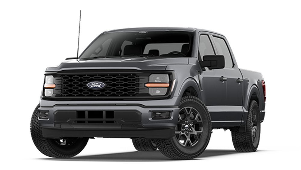 Gray Ford F-150 STX SuperCrew pickup, front three quarter view, a popular truck for Farmington MO shoppers